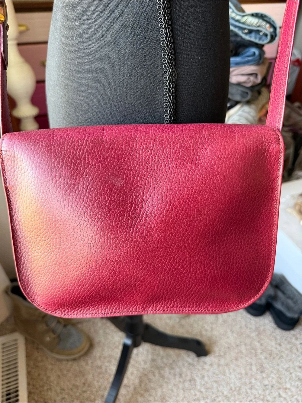 Cartier Women's Crossbody in Rich Burgundy with Gold Hardware